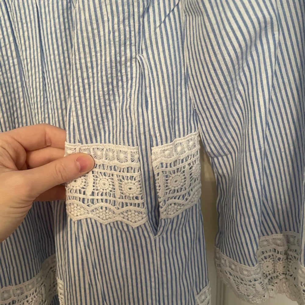 SAIL TO SABLE X STYLE CHARADE Blue Seersucker Charlotte Dress NWT - Picture 9 of 9